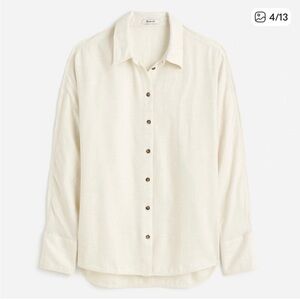 Madewell Women's Cream Heather Flannel Button-Down Shirt